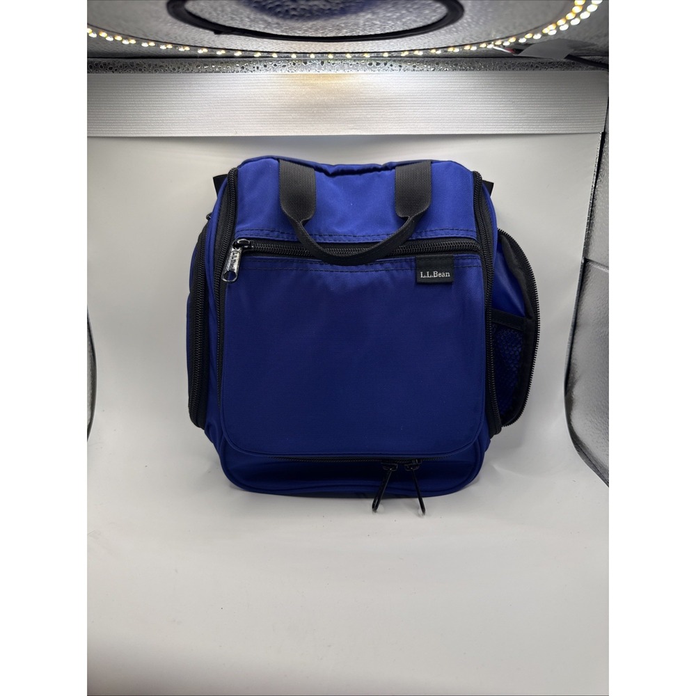 LL Bean Hanging Travel Bag Toiletry Shower Hook Blue 6 Compartments